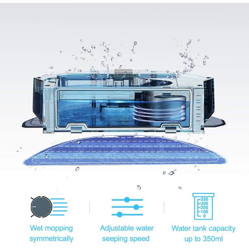 Aspirateur Robot 830T, Connecté Wi-Fi Et Alexa, Nettoyeur Et Laveur 3 En 1, Nettoyage Efficace Sur Programmation – Image 3